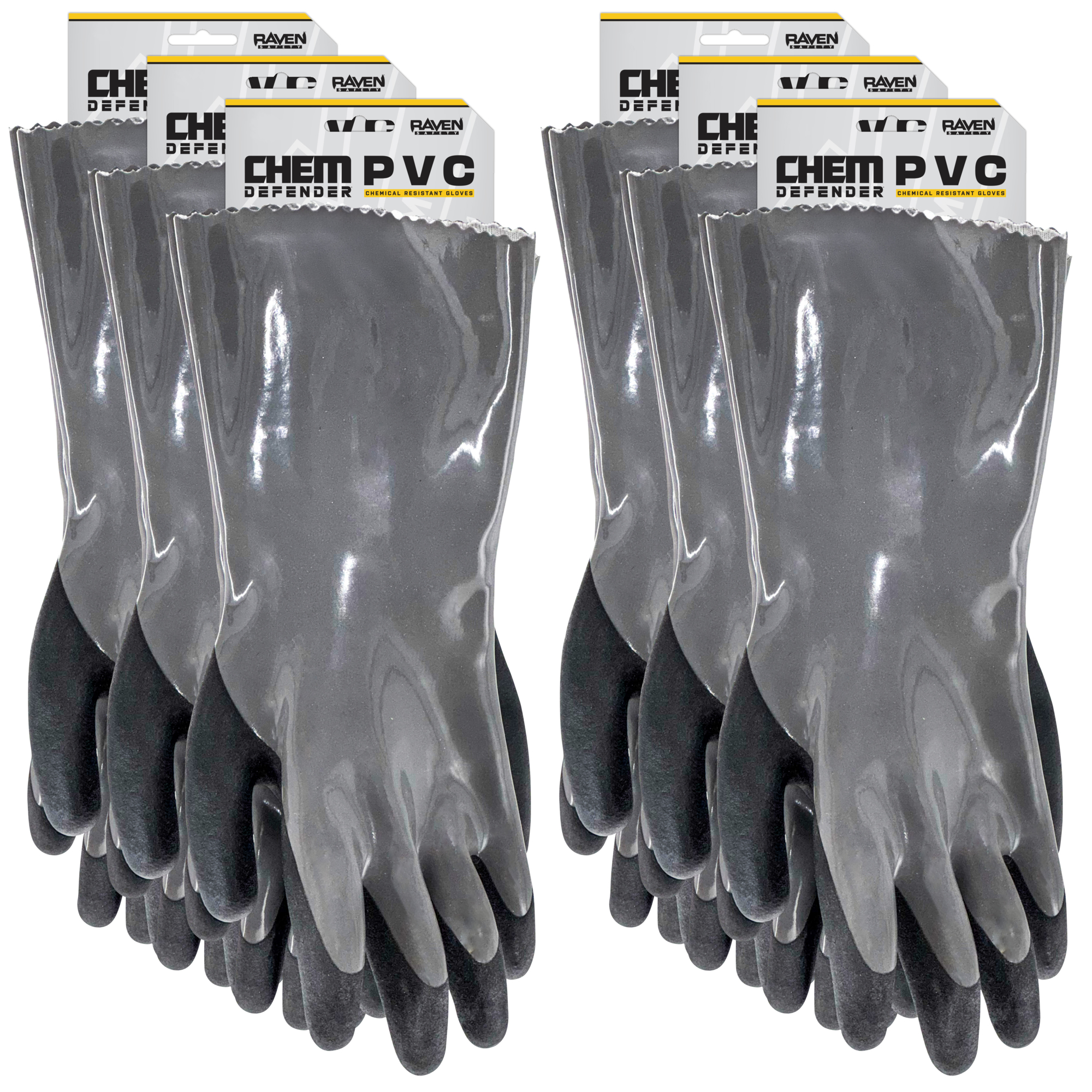 SAS Safety Chem Defender PVC Chem. Resistant Gloves L/XL 6Pr